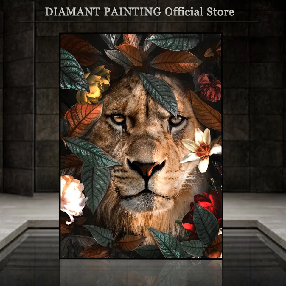 Flower Animal Lion Tiger Deer Leopard Abstract Canvas Painting Wall Art Nordic Print Poster Decorative Picture Living Room Decor