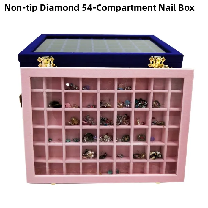 Velvet Large Jewelry Box Nail Art Accory Display Case with Glass Lid Small Jewelry Storage Organizer Faionable Accories