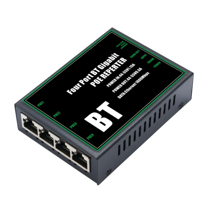 AU33-1 In 4 Out Gigabit BT POE Extender 4 Port IEEE802.3 100/1000Mbps POE Repeater For 48V Wireless AP Camera Wierless