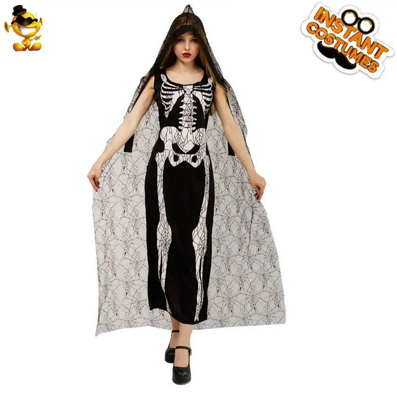 

loween Adult Women's Skeleton Skirt Cosplay Par Costume Bone Themed Ladies' Traditional Ethnic Stage Performance Wear