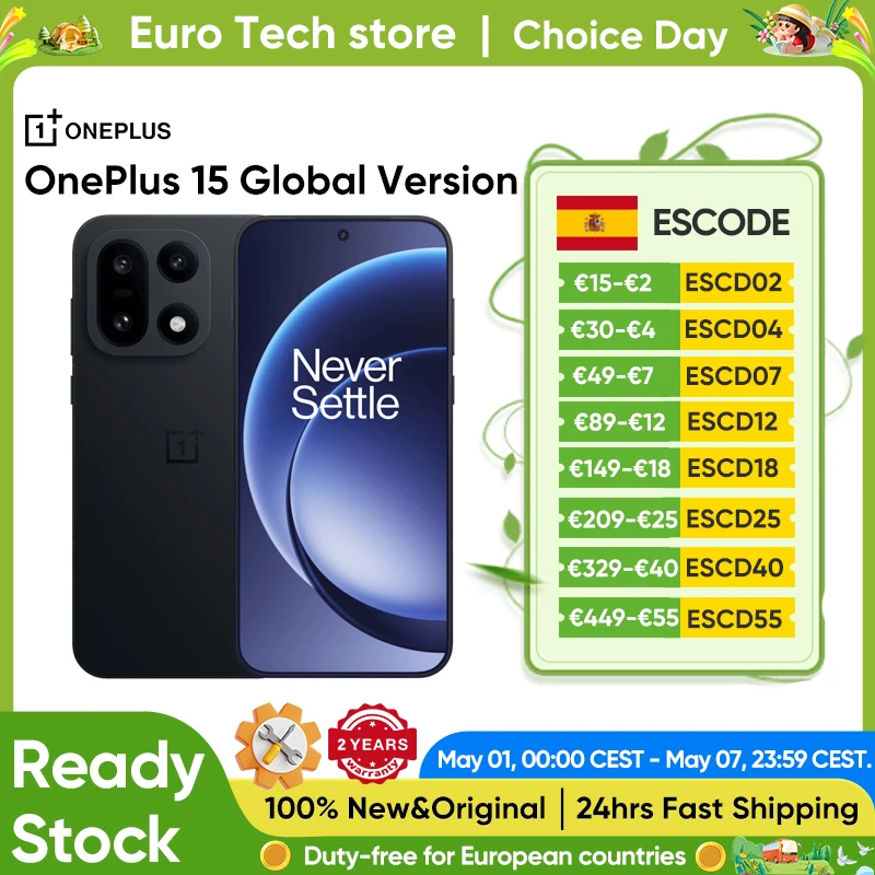 Versão Global do Smartphone OnePlus 15 5G, Snapdragon 8 Elite Gen 5, Tela de 6.78” 165Hz, 7300mAh, 120W SUPERVOOC, Google IMX906, Sony 50MP, eSIM
