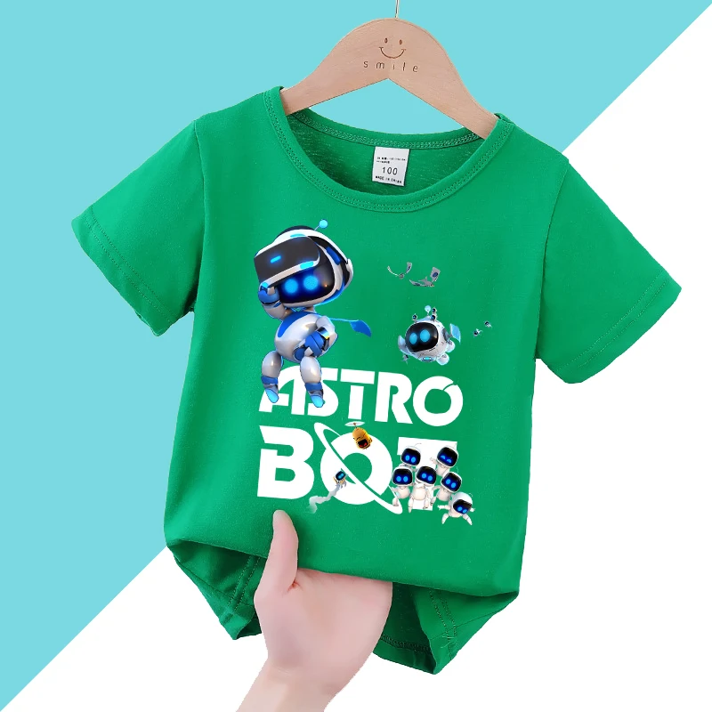 Game Astro Bot T-shirt Kids Short Sleeve Shirts Boys Girls Clothes Fashion Hip Hop Children Clothing Cute Tops Anime Print Tops