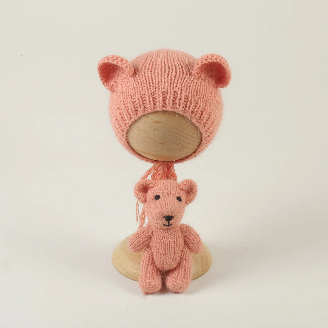 الوليد التصوير الدعائم لطيف الحيوان محبوك قبعة مع دمية 2 قطعة مجموعة الملحقات الملونة ديكور لالتقاط الصور في الاستوديو الدعامة #5