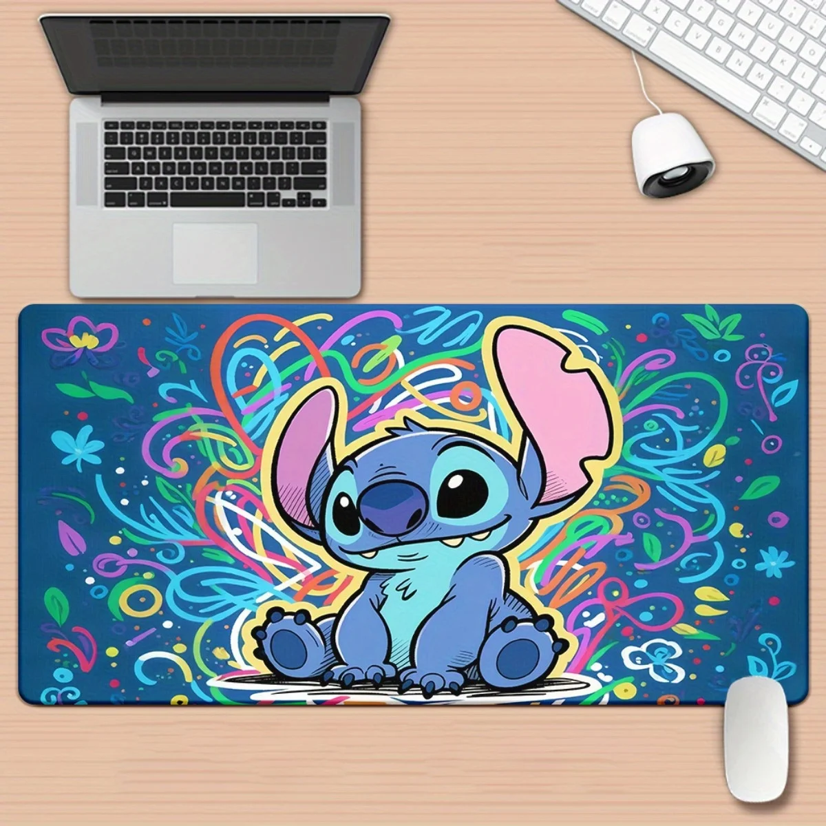 1pc Lilo & Stitch XXL Mouse Pad - Vibrant Non-Slip Rubber Base, Large Desk Mat for Gaming & Office Decor, Colorful Stitch Design