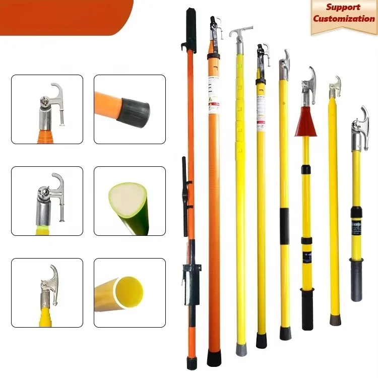 IR-235 High Voltage Fiberglass Telescopic Insulated Operation 5M 10M Telescopic Triangle Hot Stick Rod