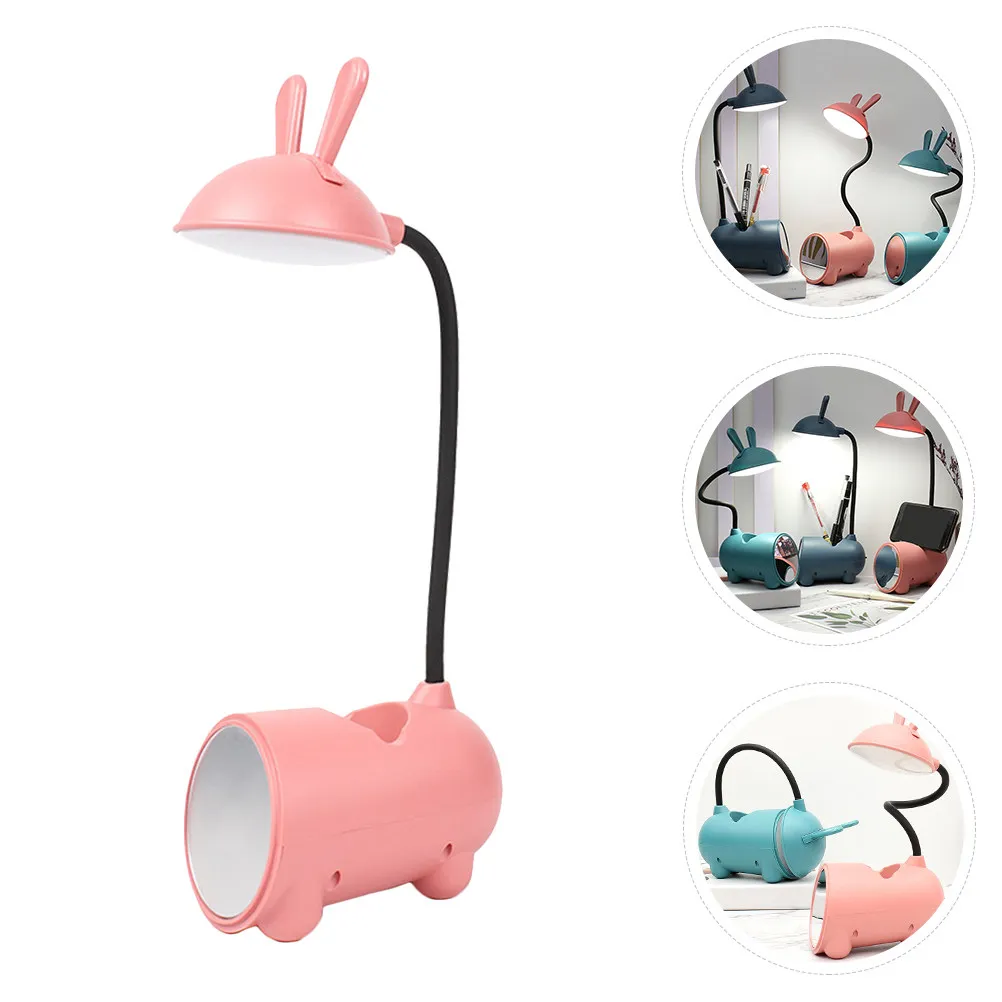 1Pcs USB Charging Touch Control Adjustable Table Lamp Night Light Rabbit Pen Holder Mirror Desk Lamp Reading Light for