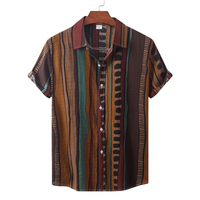 2025 Hawaiian Men's Striped Short Sleeve Shirt Men's Casual Office Tops Oversized T Shirt Summer Men's Button down Shirt 5xl