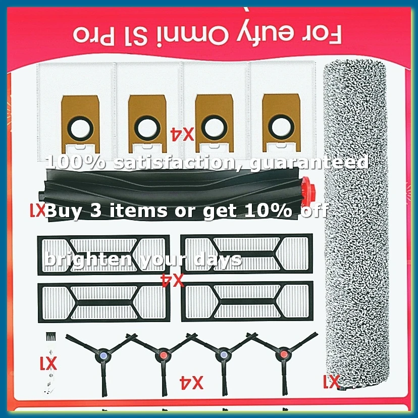 For Robot Vacuum Omni S1 Pro,1 Rolling Mops,1 Rolling Brush,4 Dust Bags,4 High-Performance Filters, 4 Side Brushes