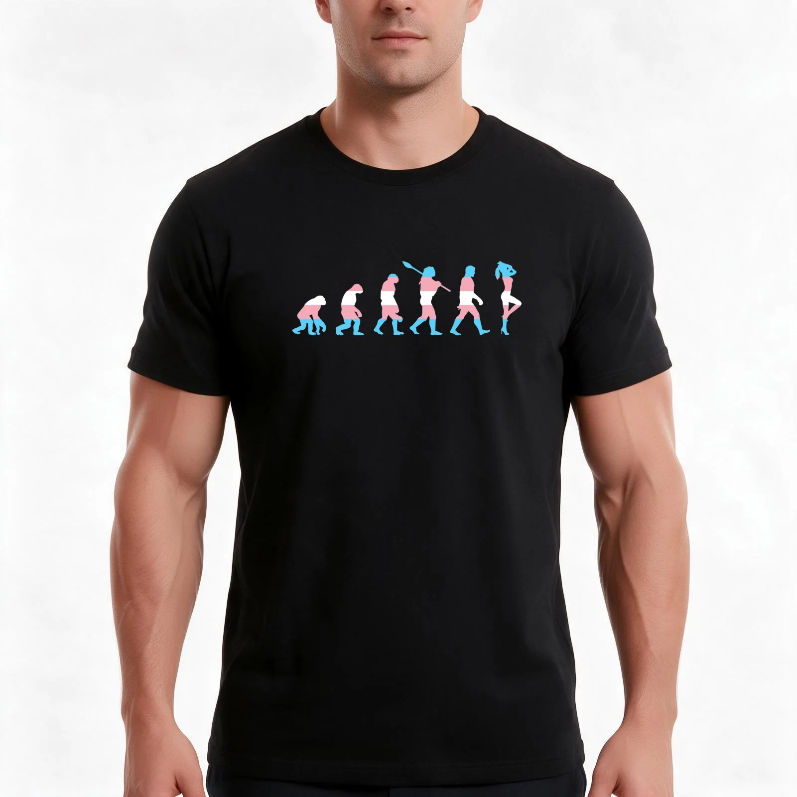 Trans woman evolution T-Shirt, Summer Casual Cotton Tee, Oversized Streetwear Tops, Vintage Graphic Print, Unisex Men Women