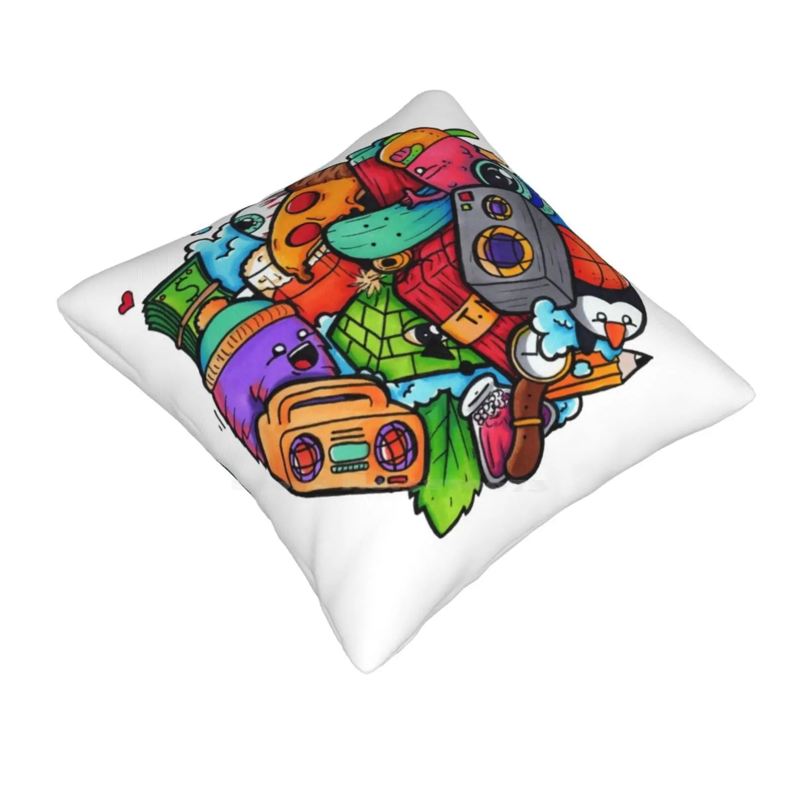 Doodle Fun-Shrimpy Draws Home Sofa Car Waist Throw Pillowcase Copics Eadan Shamir Fun Kids Doodleart Copicmarkers Copicart