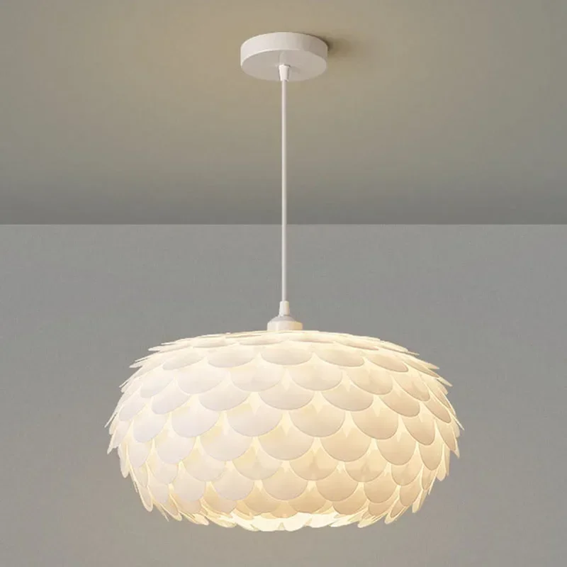 Creative Fish Scale Ball Lampshade Pendant Lighting Bedroom Bedside Hanging Lamp Study Decoration Restaurant Bar Led Chandelier