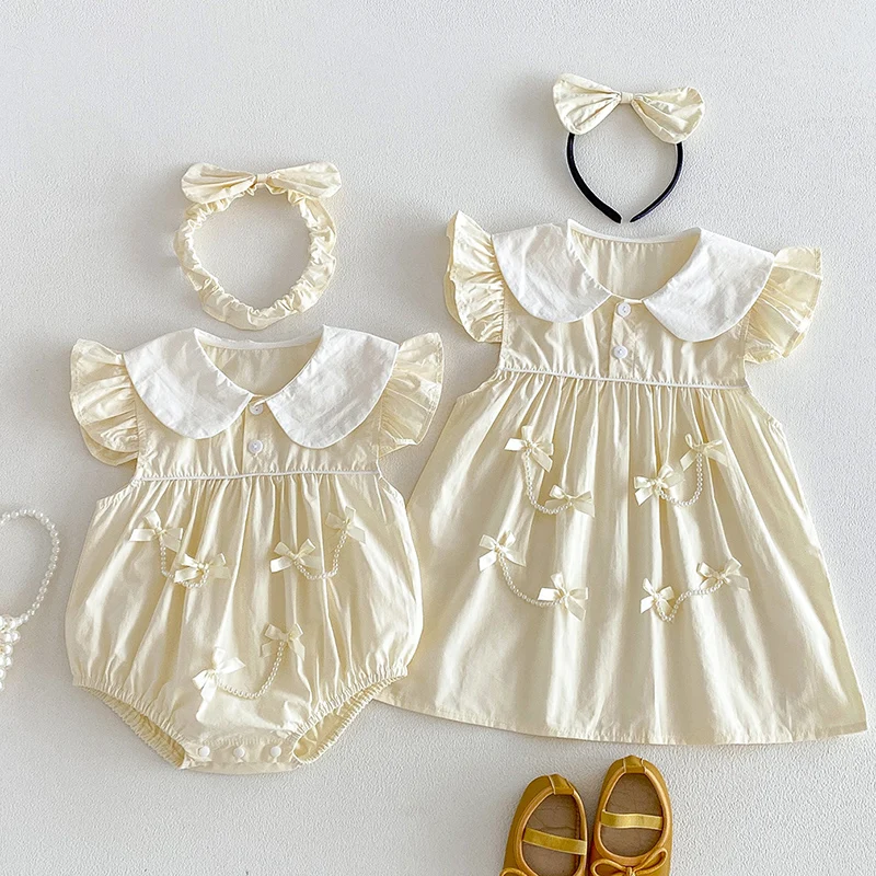 2026 New Summer 2-7Yrs Baby Girl Party Dress Kids Princess Dress Sleeveless Cotton Splicing Infant Baby Romper Children Clothes