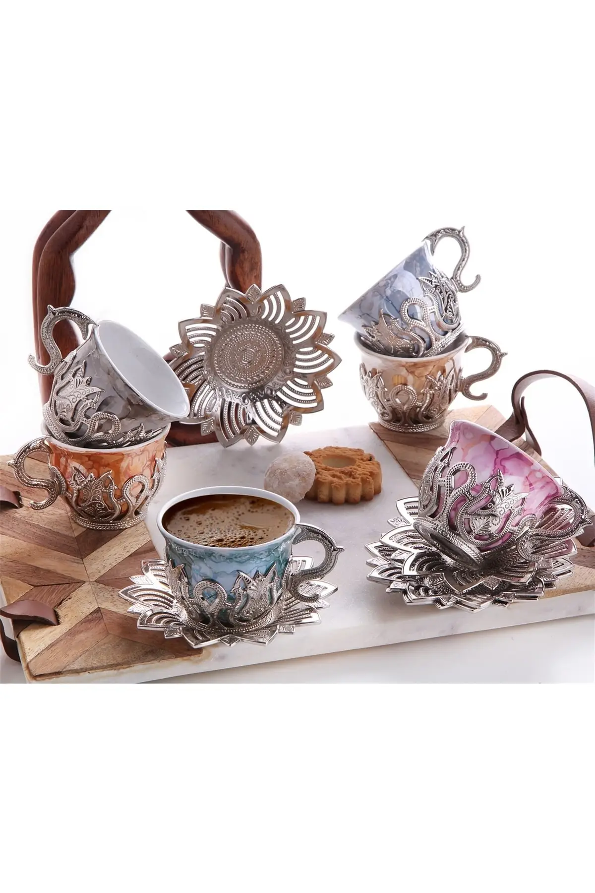 Pcs silver color coffee set Cooper Luxury Cups