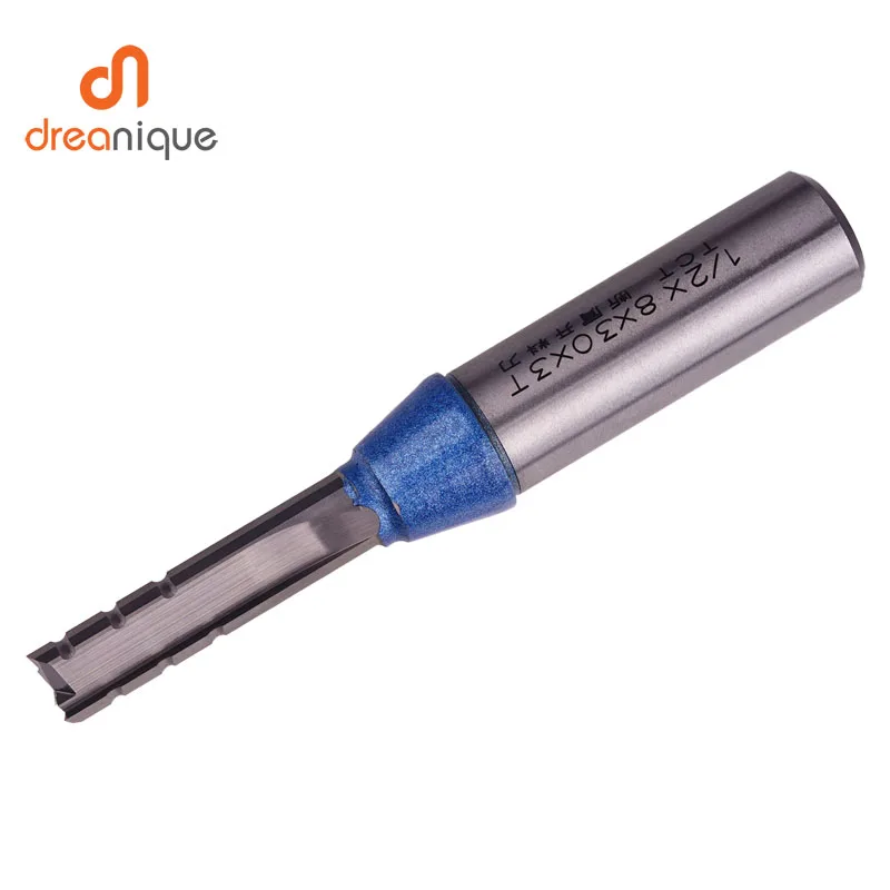 Dreanique 1PC TCT Trimming Router Bit 1/2 Shank 3 Flutes Straight  Carbide Milling Cutter For Plywood Chipboard MDF Wood