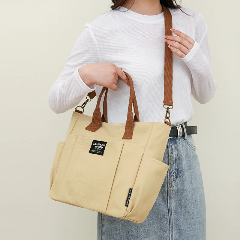 Women\'s Tote Bag Casual Canvas High Quality Shopping Female Crossbody Schoolbags Solid Shoulder Shopper Bags For Women Handbag