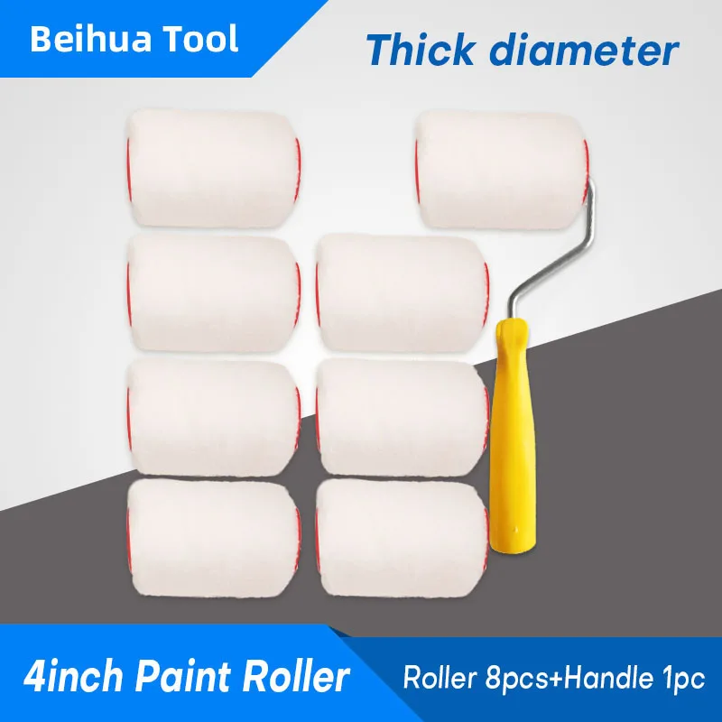 

9PCS/set 4inch Paint Roller Brush kit 10cm Thick Diameter Roller for Wall Decorate Painting Handle Tool Polyester fiber Nap 13mm