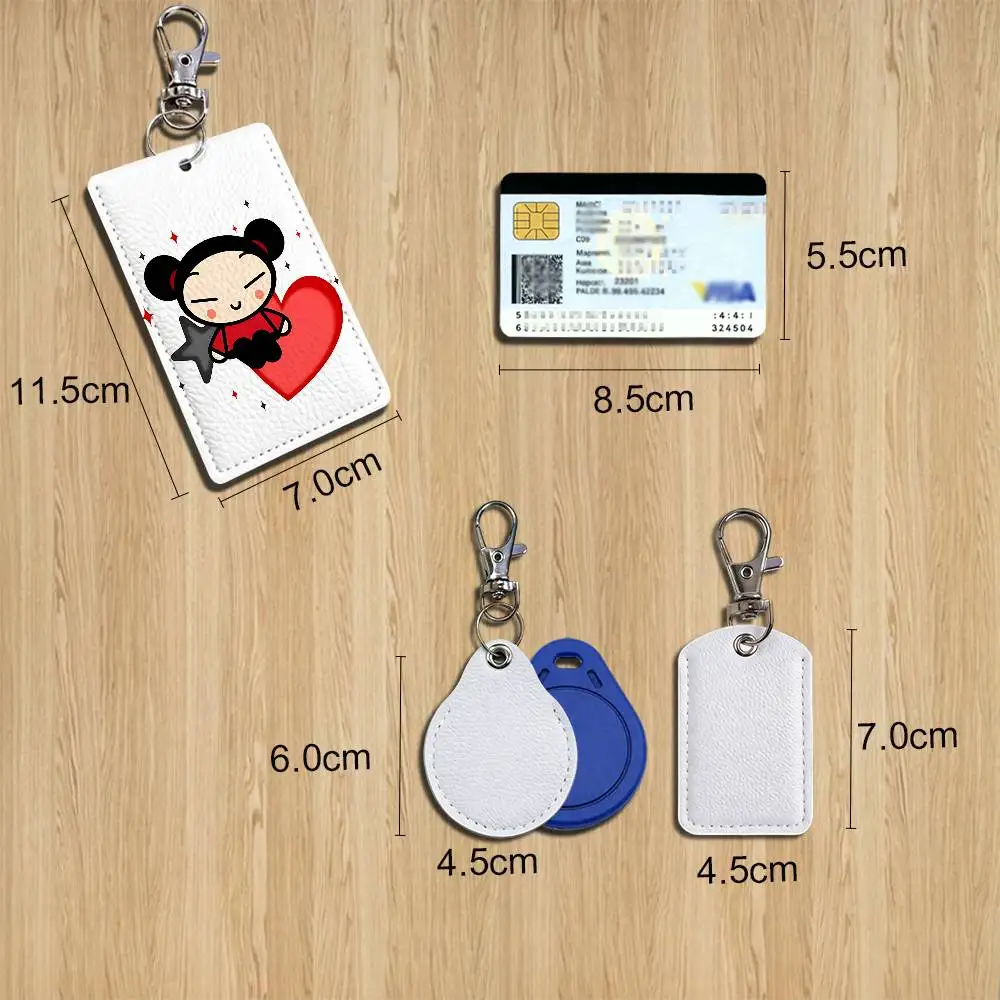 Wild Vitality Pucca Garu Keychain Holder Suitable For Subway Bank Card Bus Card Case Badge Holder Wallet Card Textured pattern