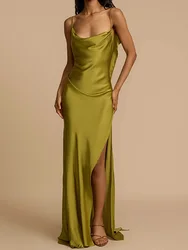 Summer Casual Dresses Elegant Ladies 2025 Sexy Deep Backless Women Slim Party Dress Sleeveless Vintage Solid Maxi Dress Vestidos