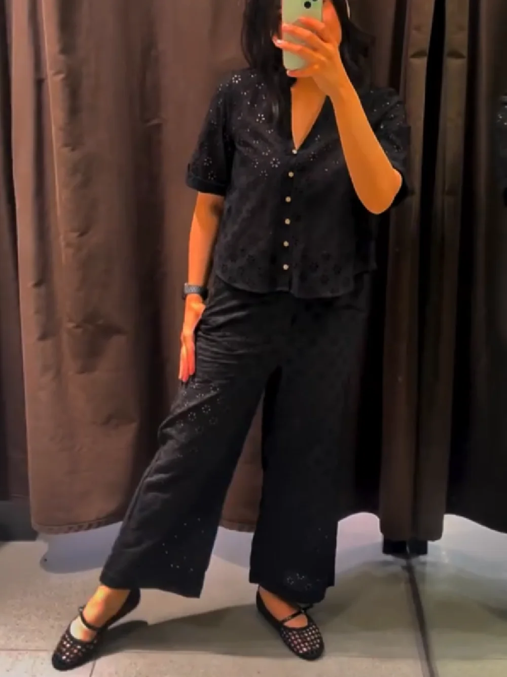 

Летние новые женские прямые брюки в стиле ретро, широкие брюки, свободные шорты с высокой талией и вышивкой, костюм-рубашка