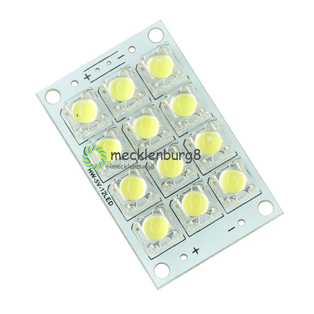 12 LED Super Bright White LED Piranha Board Night LED Lights Lamp 5mm High Brightness DC 3V-5V