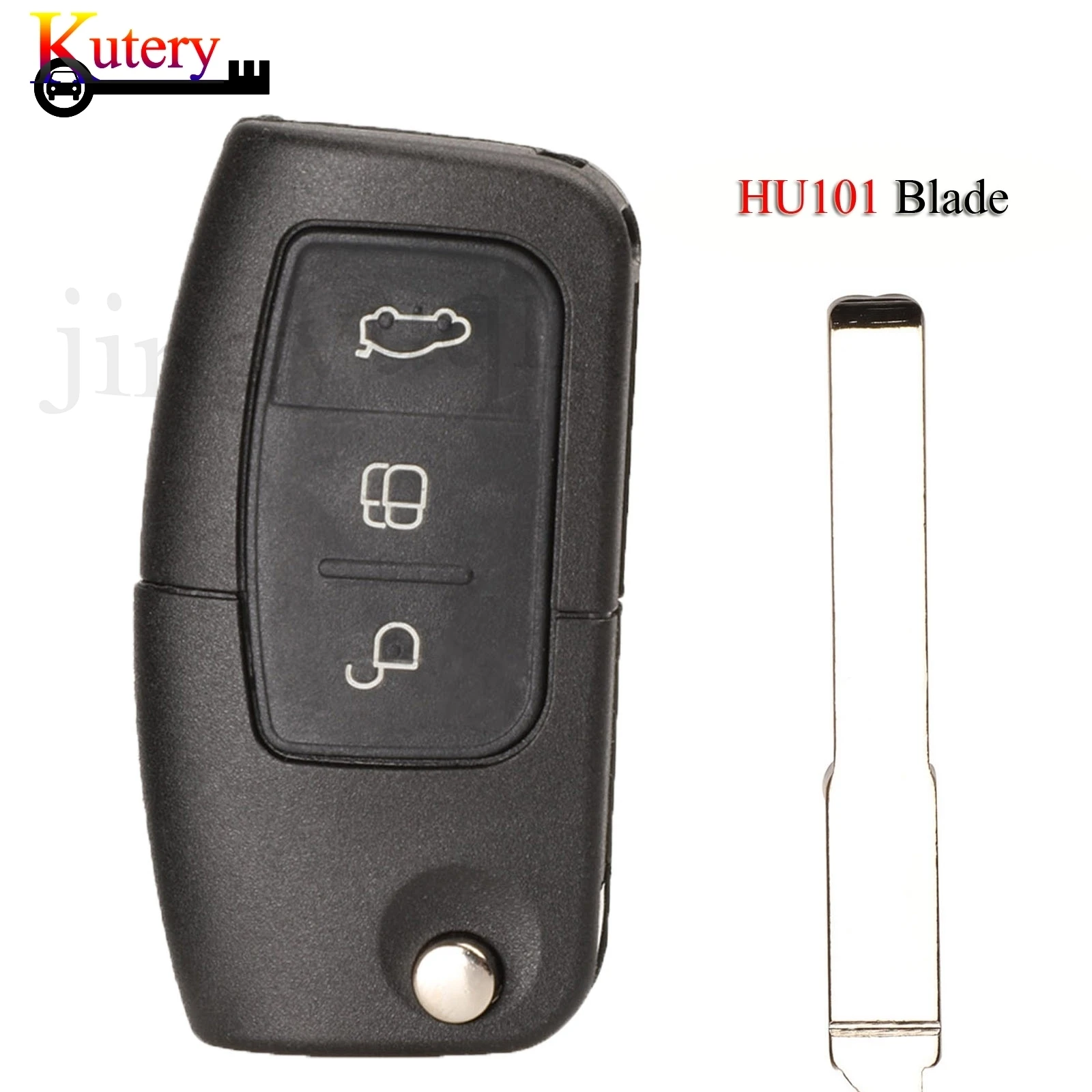 jingyuqin 10pcs/Lot Folding Remote Car Key Shell For Ford Focus Mondeo Galaxy Fiesta C Max 3 Buttons With Blank HU101/FO21 Blade