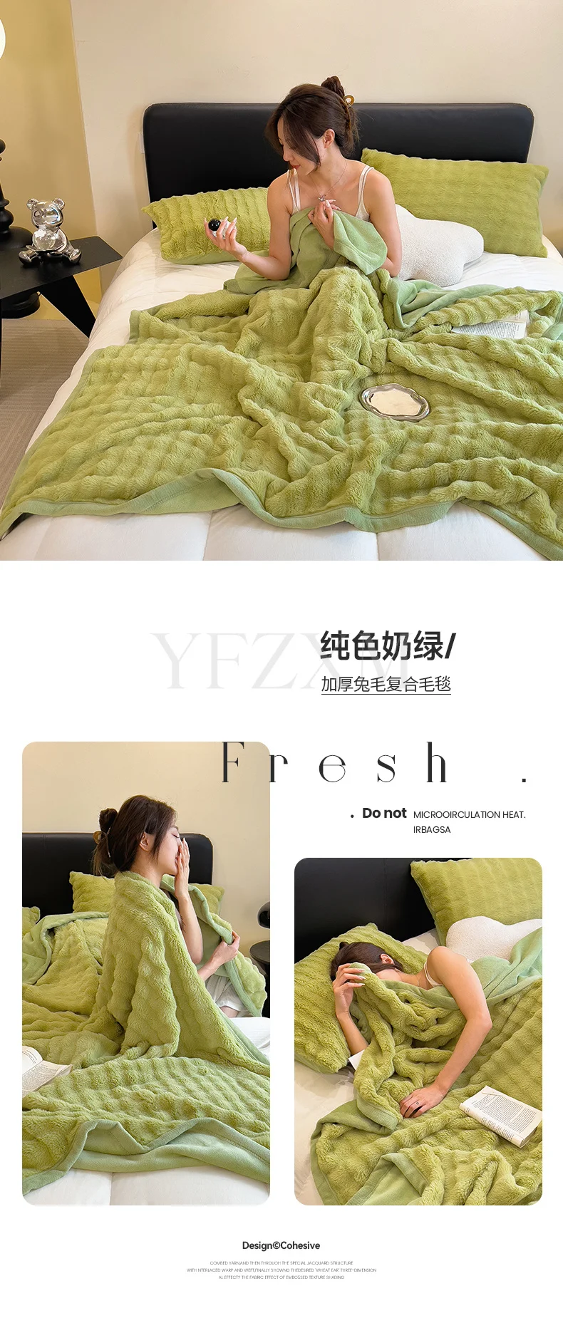 Cute Giant Panda Fluffy Fleece Blanket Fall Winter Thick Warm Faux Rabbit Fur Bed Blanket Plush Sofa Throw Cover Soft Bedspread