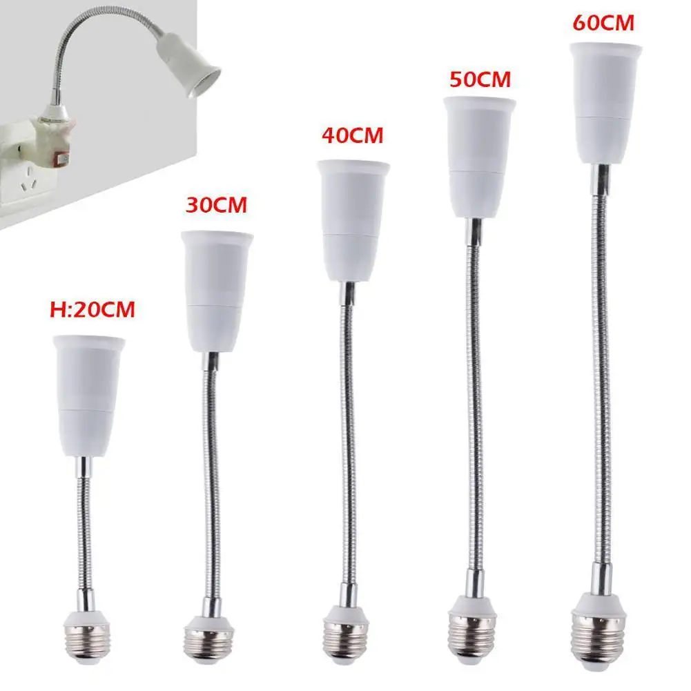 

20CM 30CM 40CM 60CM Flexible E27 to E27 LED Bulb Desk Extension Lamp Holder Wall Base Holder Screw Extension Adapter Socket