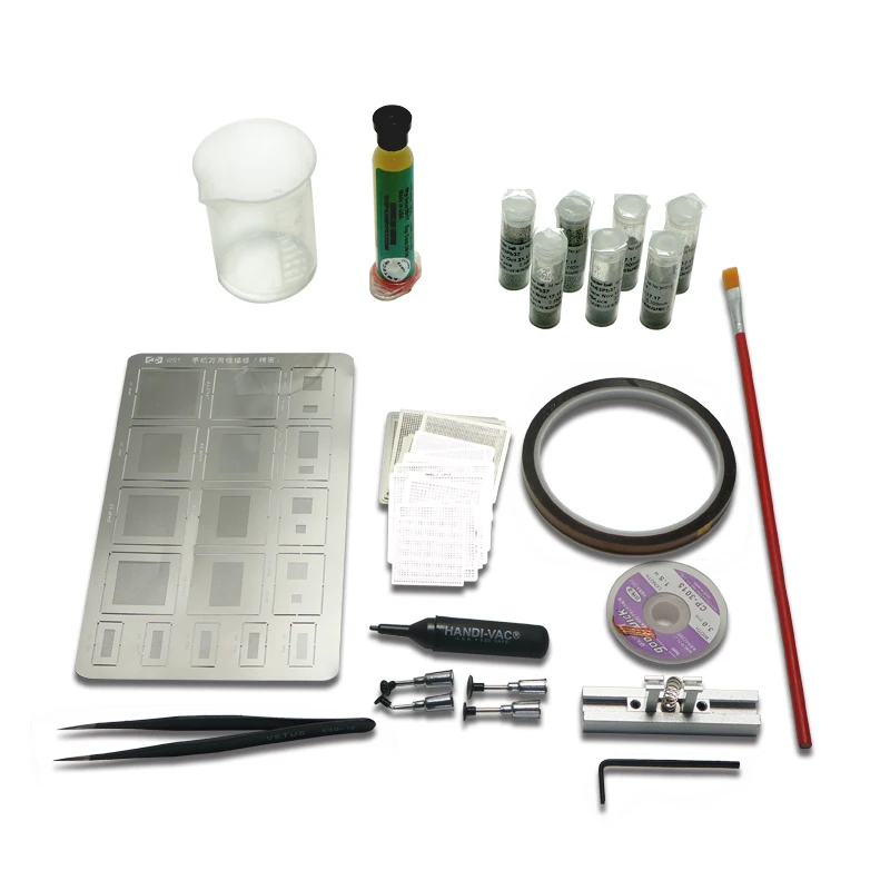 50pcs BGA Reballing Directly Universal Heat Stencils + Solder Paste Balls Station BGA Reballing kit For SMT Rework Repair