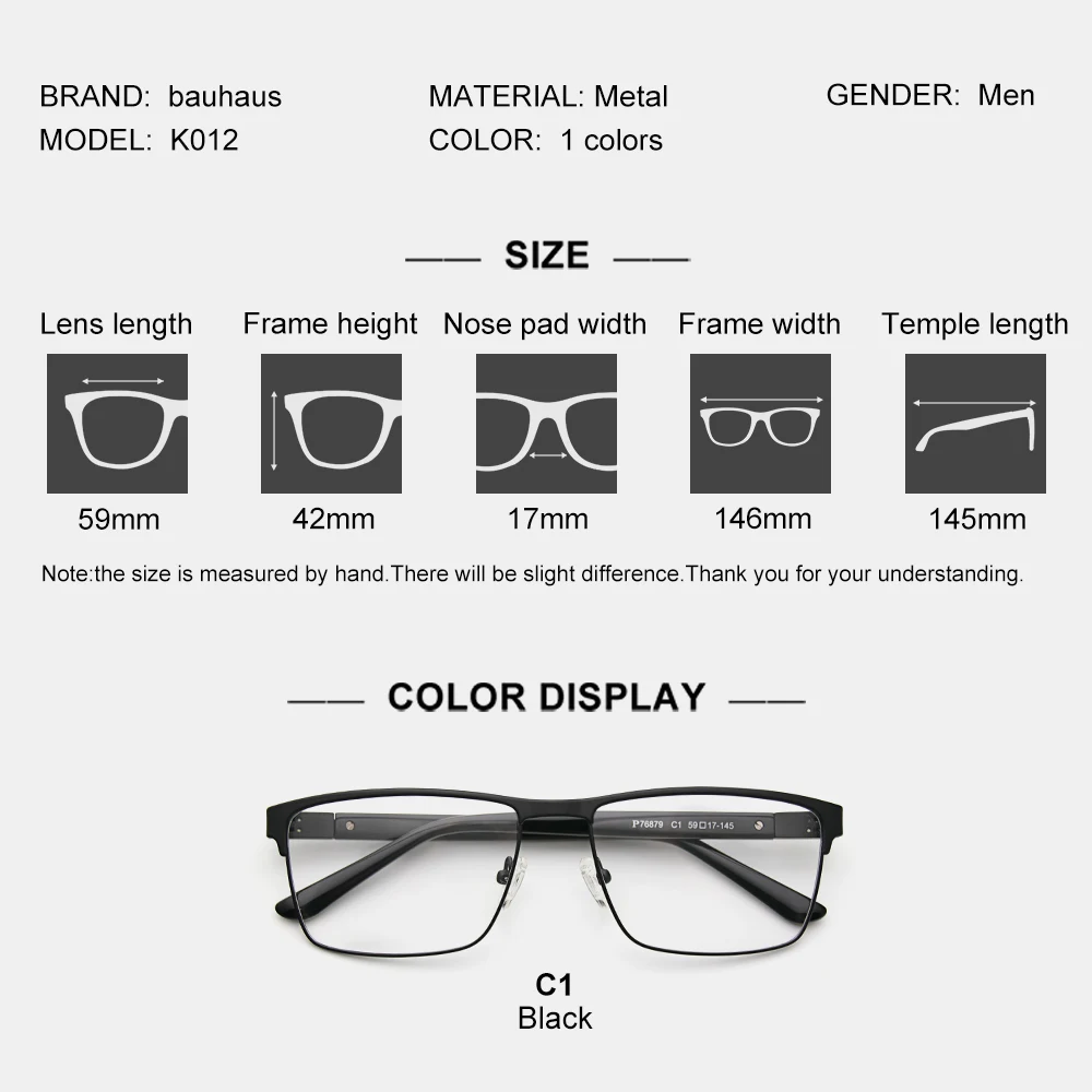 K012Classic Rectangle Metal Optical Glasses Frame For Men Lightweight Myopia Spectacles Business Daily Wear Prescription Eyewear