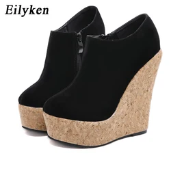 Eilyken primavera autunno moda punta tonda Zip sughero piattaforma zeppe tacchi sandali muli donna Sexy pompe scarpe Zapatos Mujer