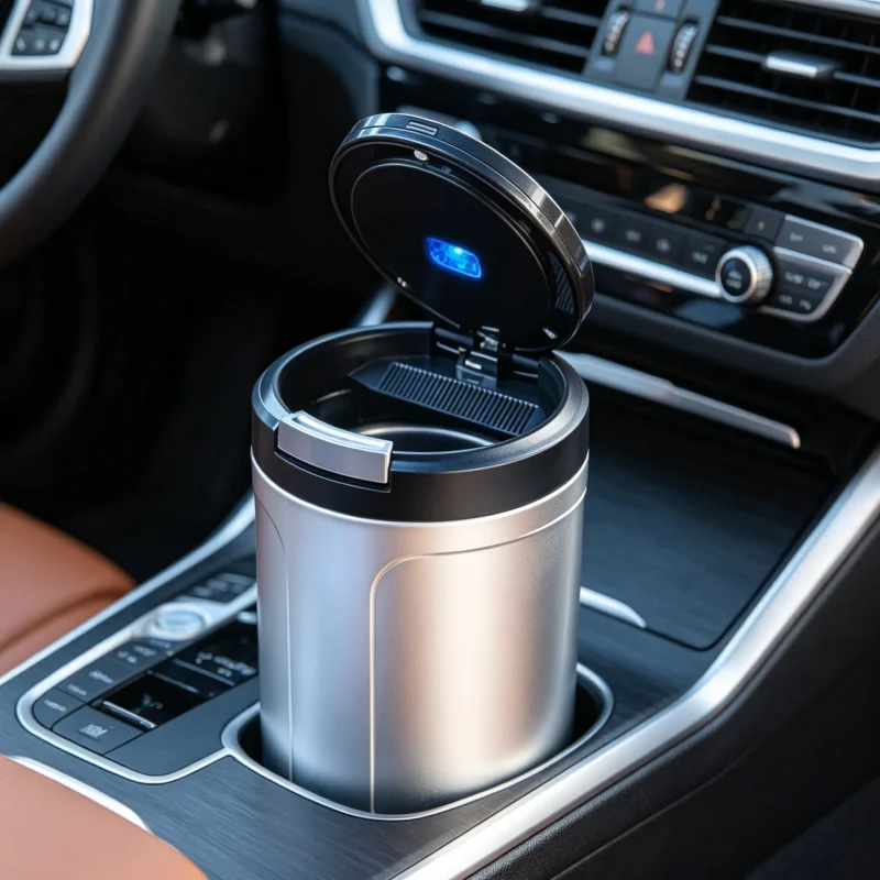 New Portable Car LED Ashtray Universal Auto Ashtray Cigarette Ash Holders Cup Car Interior Decor Smokeless Auto Holder Box