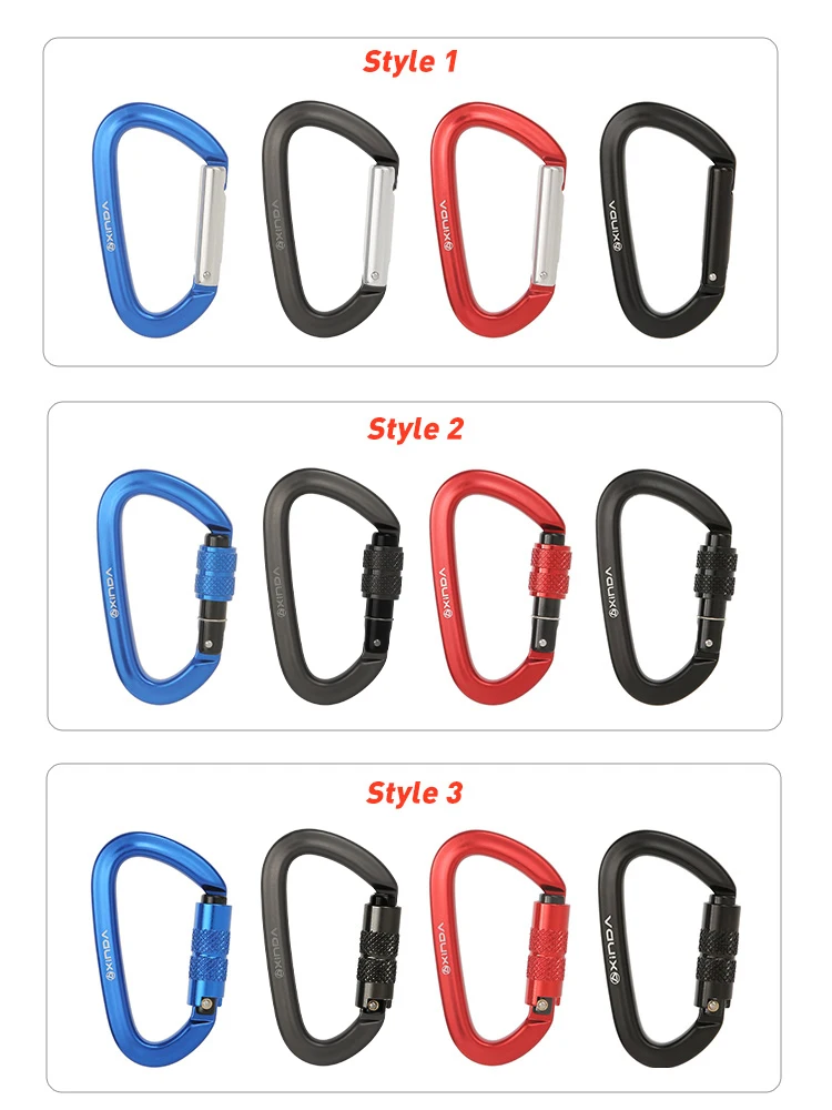 Xinda Outdoor Multifunctional Quickdraw Buckle Hiking Camping Keychain Backpack Hammock Swing D Shape Carabiner for Keys