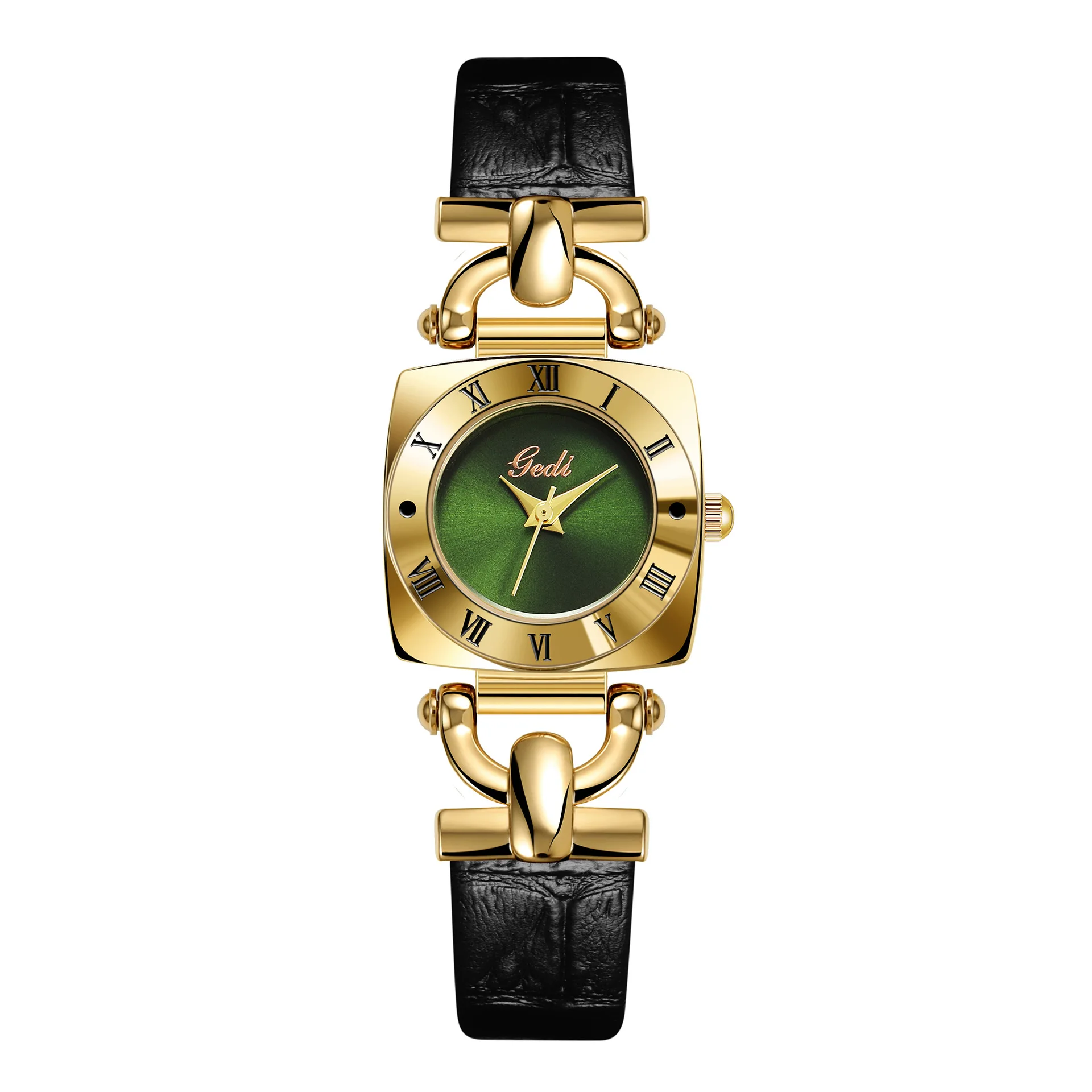 UTHAI CQ476 Orologio da donna alla moda retrò casual squisito orologio al quarzo con cintura orologio di lusso leggero regalo, orologi da donna