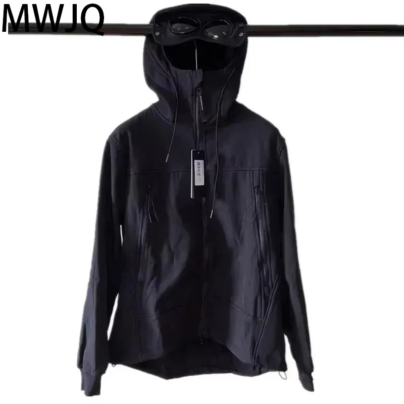 MWJQ New Male Windproof Jacket Cardigan Zipper Design Brushed Hodded Trendy Street Tops Men's 2024 Autumn Spring Coats  010009