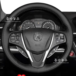 100% Fit For Acura MDX (A-SPEC) 2014-2020 TLX 2015-2020 Hand-stitched non-slip black Genuine Leather car steering wheel cover