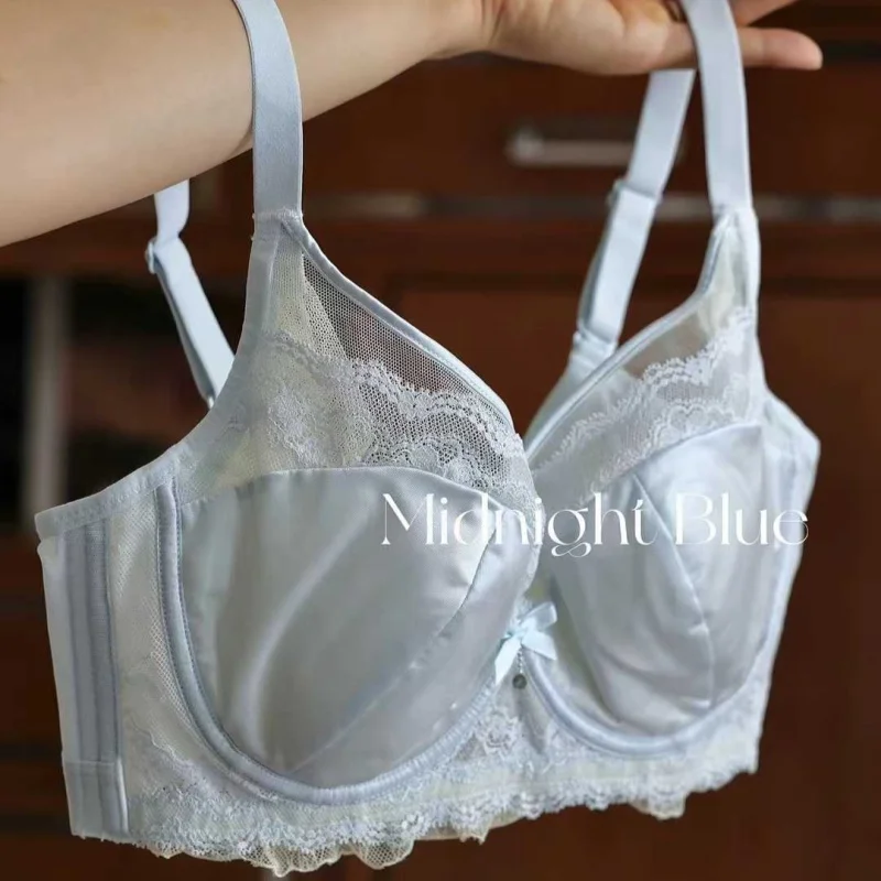 

Французское сексуальное кружевное атласное бесшовное белье больших размеров для женщин, тонкий мягкий ребристый комфортный бюстгальтер
