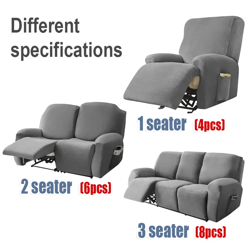 1 2 3 Seater Velvet Recliner Sofa Cover Elastic Sofa Protector  Relax Armchair Covers Couch Cover Stretch Slipcovers