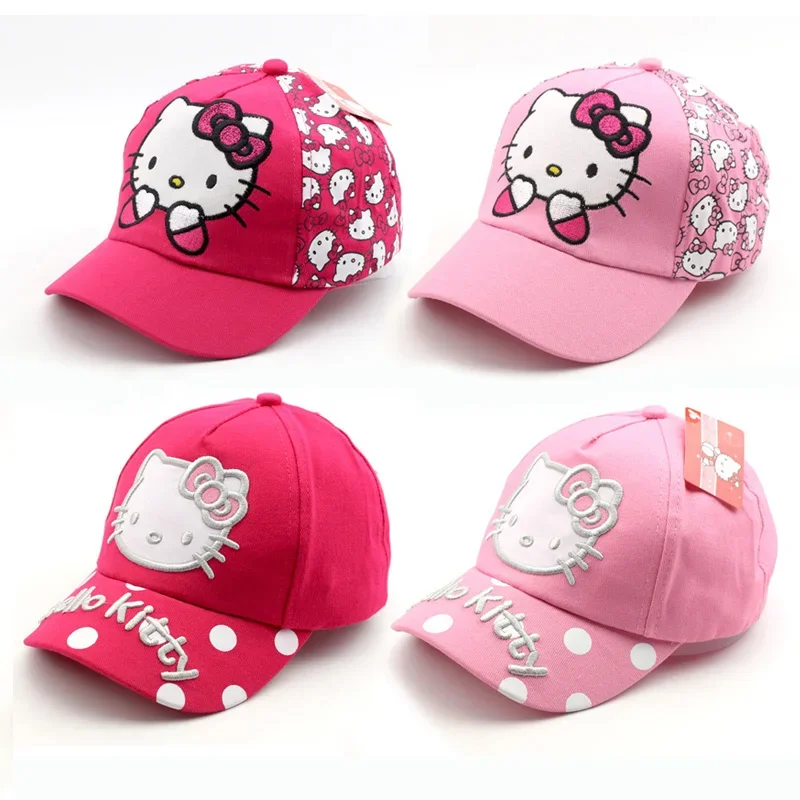 

MINISO Sanrio Hello Kitty Baseball Cap Cartoon Children Girls Adjustable Party Embroidery Cap Sunscreen Sun Hats Toys for Gift