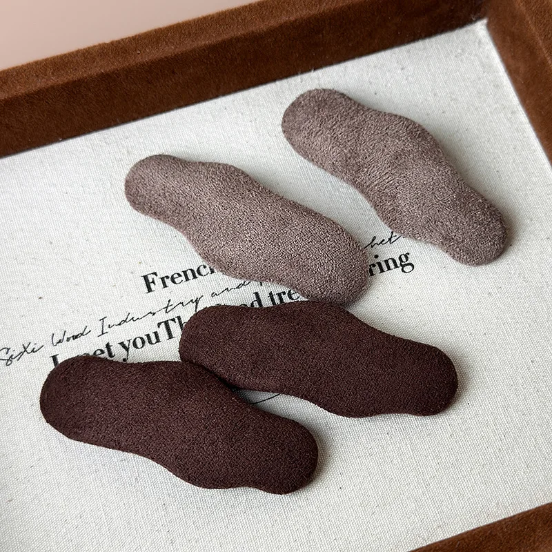 Autumn Winter Suede Texture Wave Duckbill Clip Solid Color Simple Cloud Side Clip BB Clip Hair Clip