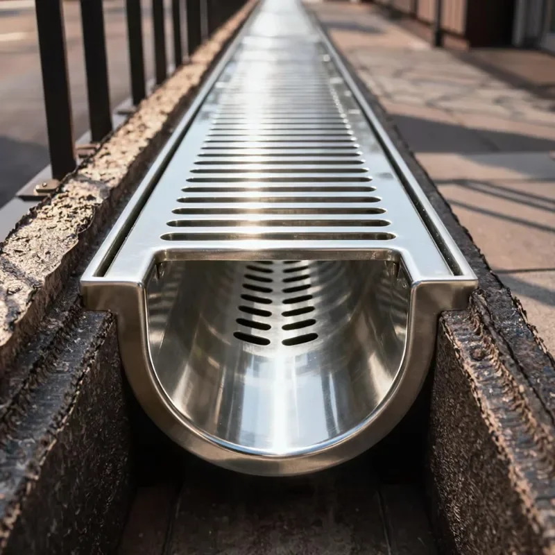 

Stainless steel U-shaped gutter drainage system, driveway concrete rainwater drainage channel