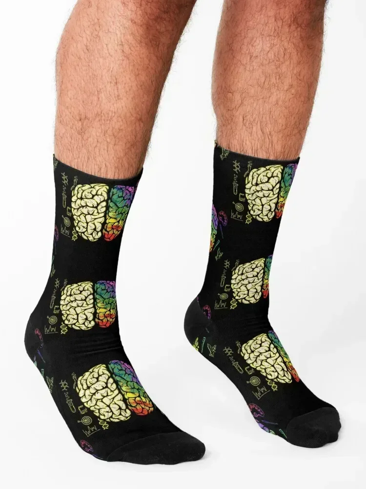 Brain Neurology Hemispheres Analytical Creative Socks Novelties cotton Soccer Sports Men's Socks Luxury Women's