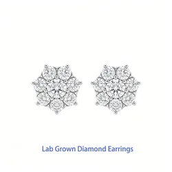 3.5mm Main stone DEF VS -VVS CVD HPHT Lab Grown Diamond 14k White Gold Flower Shape Engagemen Earrings For Lady