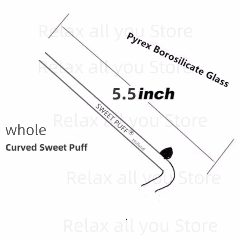 

5.5inch Curved Sweet Puff Thick Glass Straw Borosilicate Glass 14cm Coloured Balancer