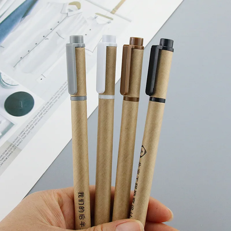 Kraft paper environmental protection gel pen  advertising pen custom paper tube water pen ball pen wholesale custom-made