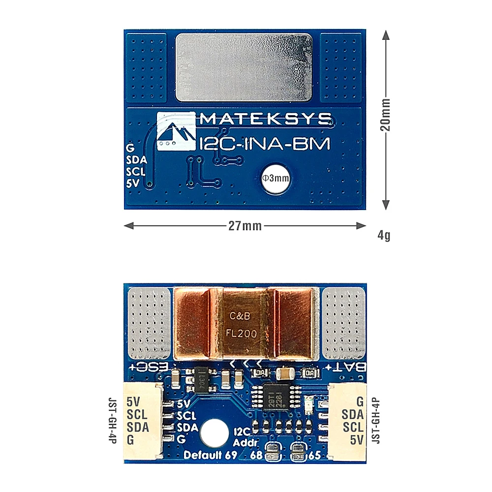 MATEK MATEKSYS MONITOR di alimentazione I2C ULTRA-preciso, I2C-INA-BM corrente 0 ~ 204.8A, tensione 0 ~ 85V, scheda di interfaccia I2C per Drone RC