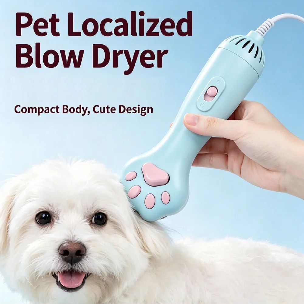 2-in-1 Portable Pet Dryer Slicker Brush, Dog & Cat Hair Blower Grooming Brush, Adjustable Temperature with Overheat Protection