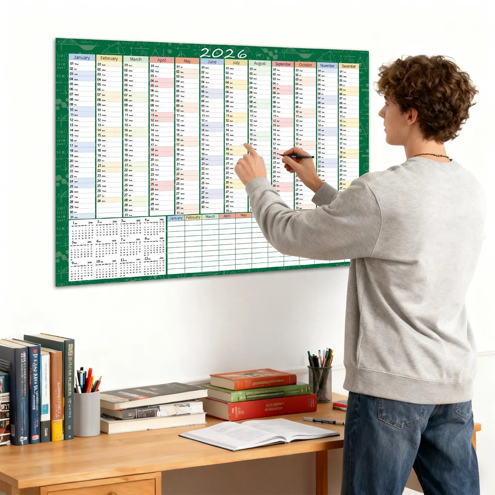 

2026 Large Wall Calendar 29x20 Inch Large Home Decor with Tip Labels Monthly Wall Calendar for Mental Study School Task Home