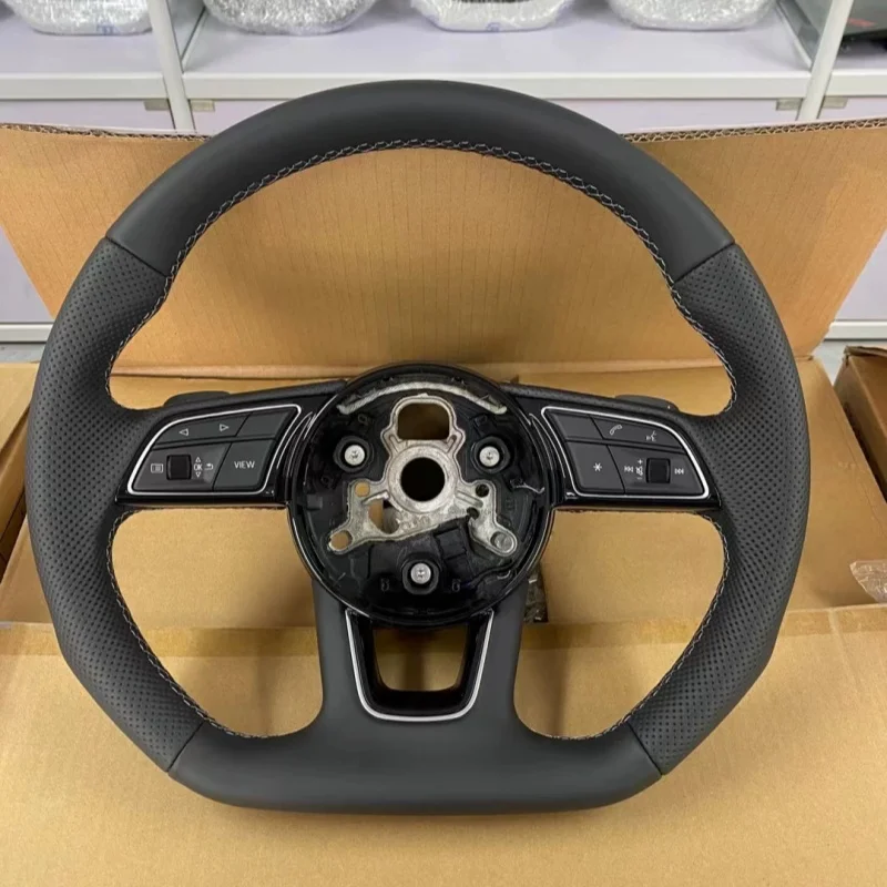 Volante de Carro em Couro Microfibra A4 A5 A6 A4L A3L Q2L Q3 Q5 Q8 B9 S4 S5 RS4 RS5 Acessórios de Interior para Audi A3