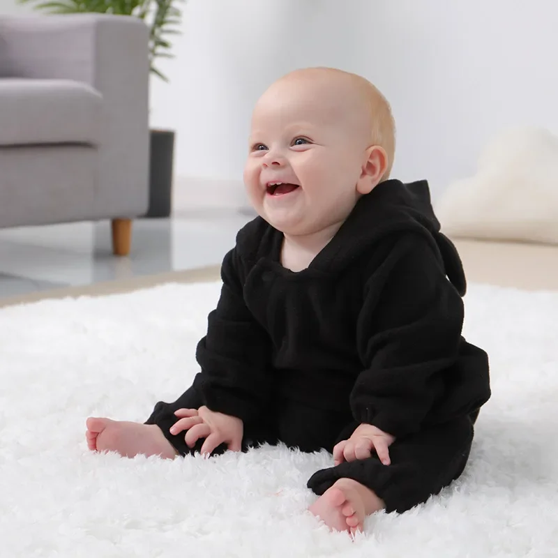 Halloween-Kleidung für Jungen Mädchen schwarz Teufel Fledermaus Kostüm Kapuze Stram pler Outfit Fleece 3-6m 6-9m 9-12m 12-18m