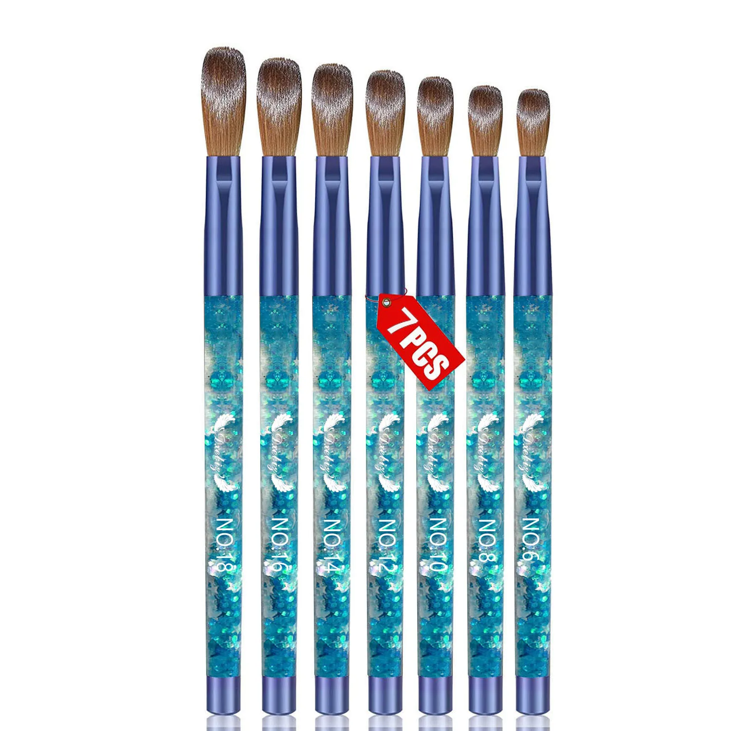 7 stücke Acryl Nagel bürste Set Kolinsky Größe 6 #-18 # für Acryl pulver Anwendung Pailletten Pinsel Erweiterung & Carving Salon nach Hause